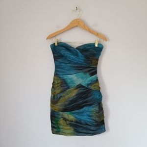 Bcbg Maxazria Strapless Bodycon Peacock Dress